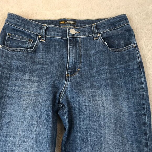 Lee Womens Jeans Size 4 Blue Denim Relaxed Fit Straight Leg Mid Rise Medium Wash - Picture 12 of 14
